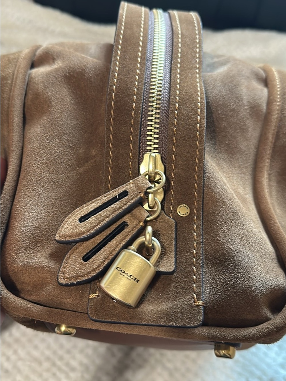 Coach Rouge 40 Suede & Soft Leather in Warm Brown Bag - Picture 10 of 15